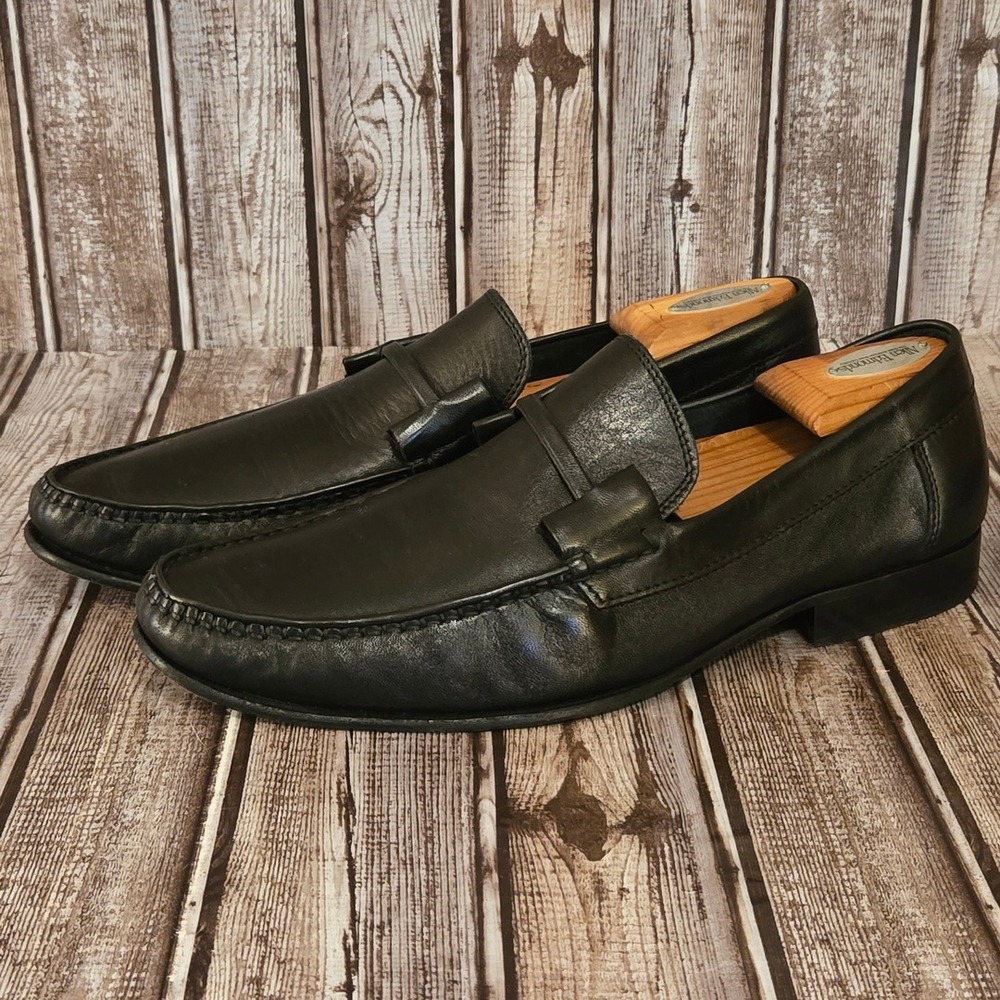 Sz 11 M Mens Bruno Magli Tabarro Mens Black Leather Loafers Dress Shoes EUC! - Picture 1 of 9